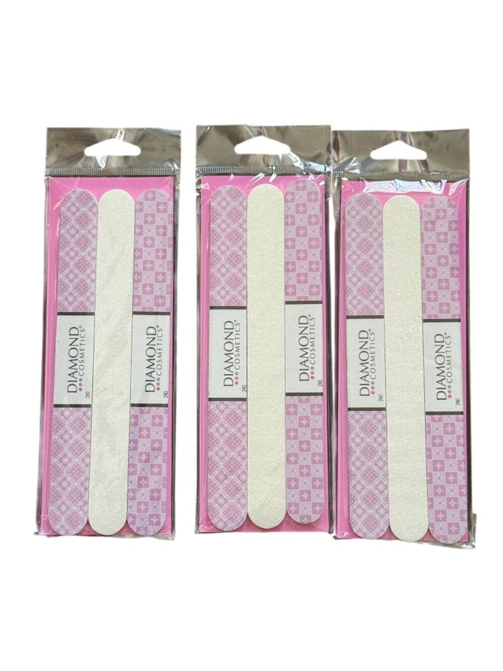 Diamond Cosmetics Emery Boards 3 Pack Nail Files Manicure Set Purple